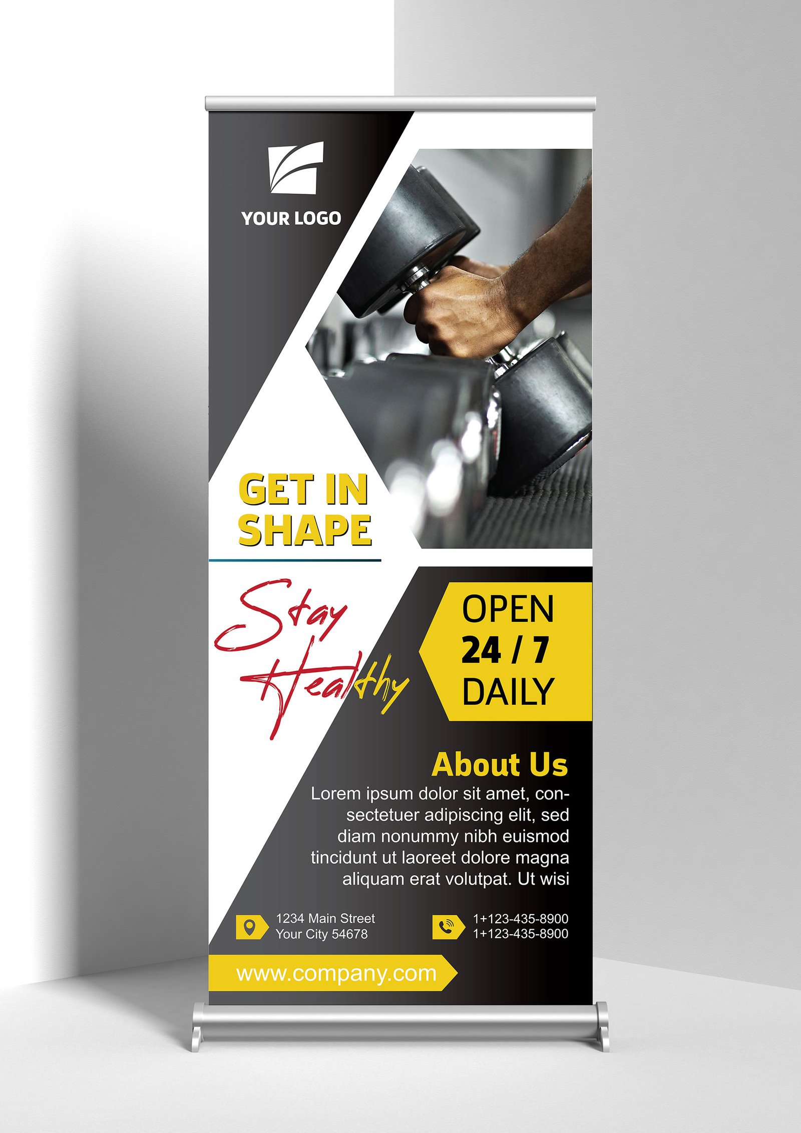 Gym Roll Up Banner Black 1