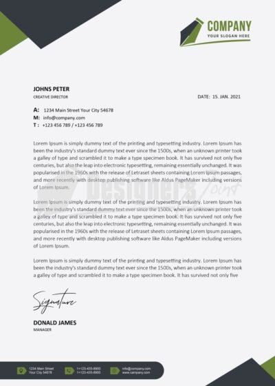 Modern letterhead Template 6 Corporate Letterhead green 1
