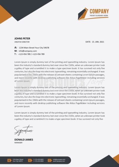 Modern letterhead Template 7 Corporate Letterhead orange 1