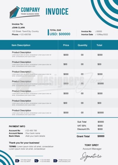 Invoice blue 8