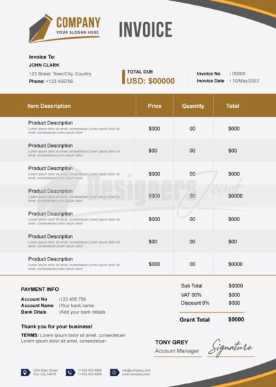 Small Business Invoice Template (ESP & PSD Files) 6 Invoice Template