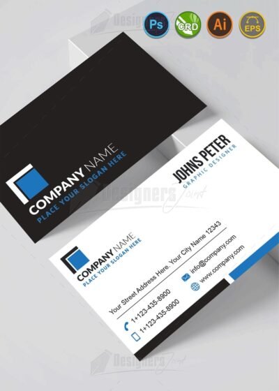 Simple Corporate Business Card (AI, EPS, CDR, PSD) 7 Simple Business Cards Blue