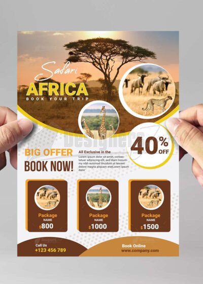 Tours & Safaris Illustrator Flyer Template