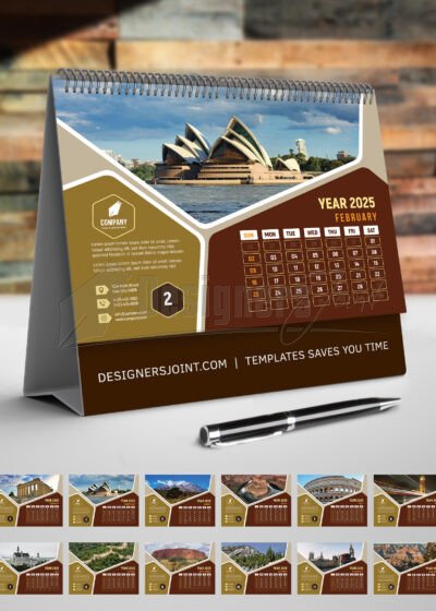 2025 Futuristic Desk Calendar Template