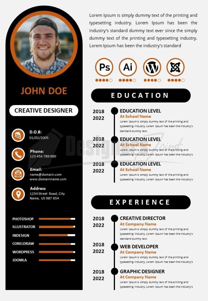 PowerPoint CV Resume Template Black 1