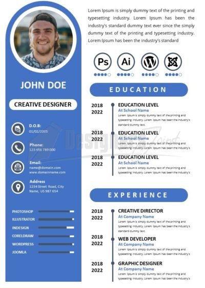 PowerPoint CV Resume Template Blue 1