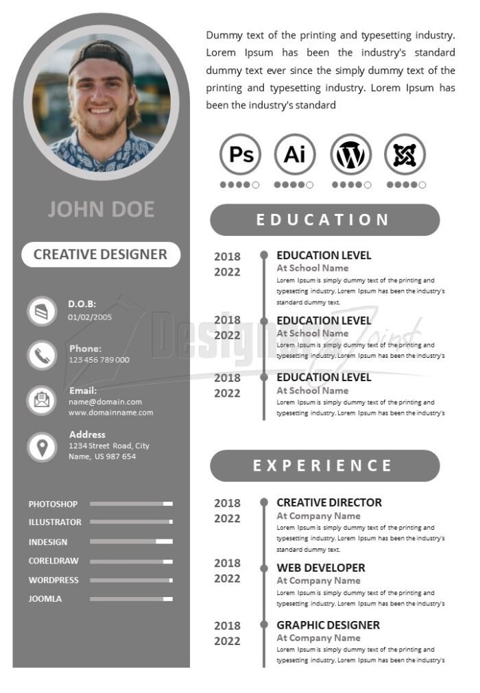 PowerPoint CV Resume Template Grey 1