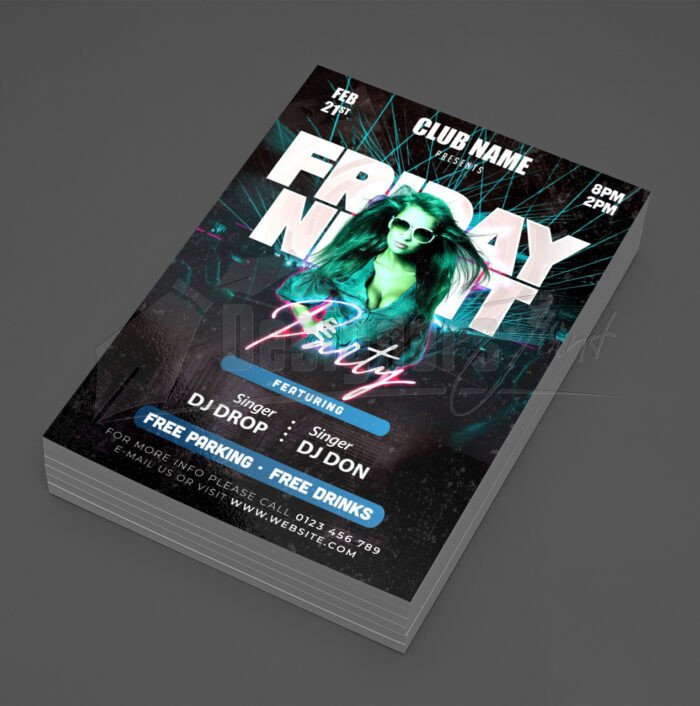 Friday Night Club Party Flyer PSD Template