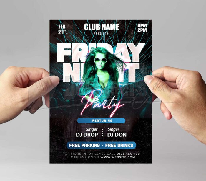 Friday Night Club Party Flyer PSD Template