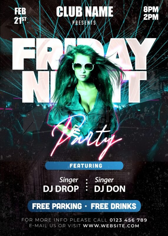 Friday Night Club Party Flyer | DesignersJoint.Com