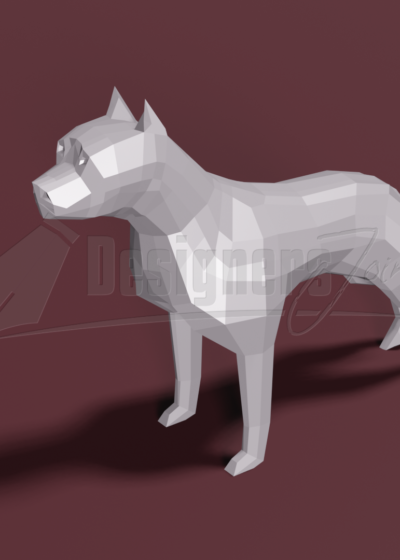 pit bull low poly 3D print model