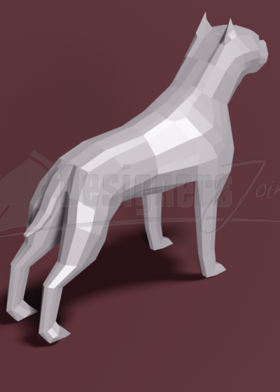 pit bull low poly 3D print model