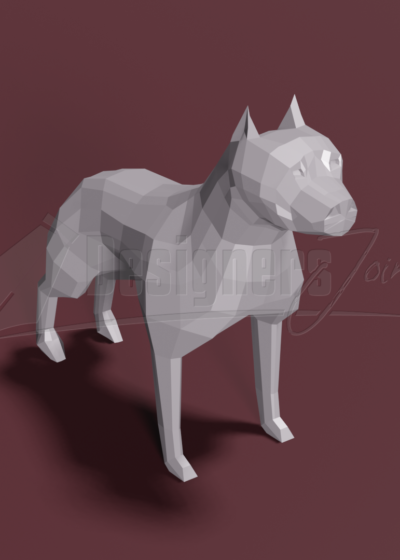pit bull low poly 3D print model