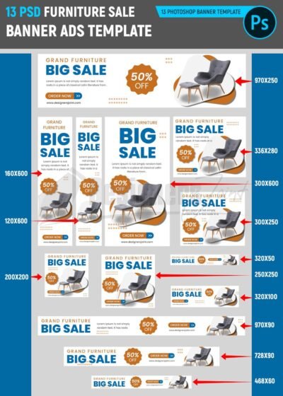 13 Static Furniture Sale Web Banner Ads