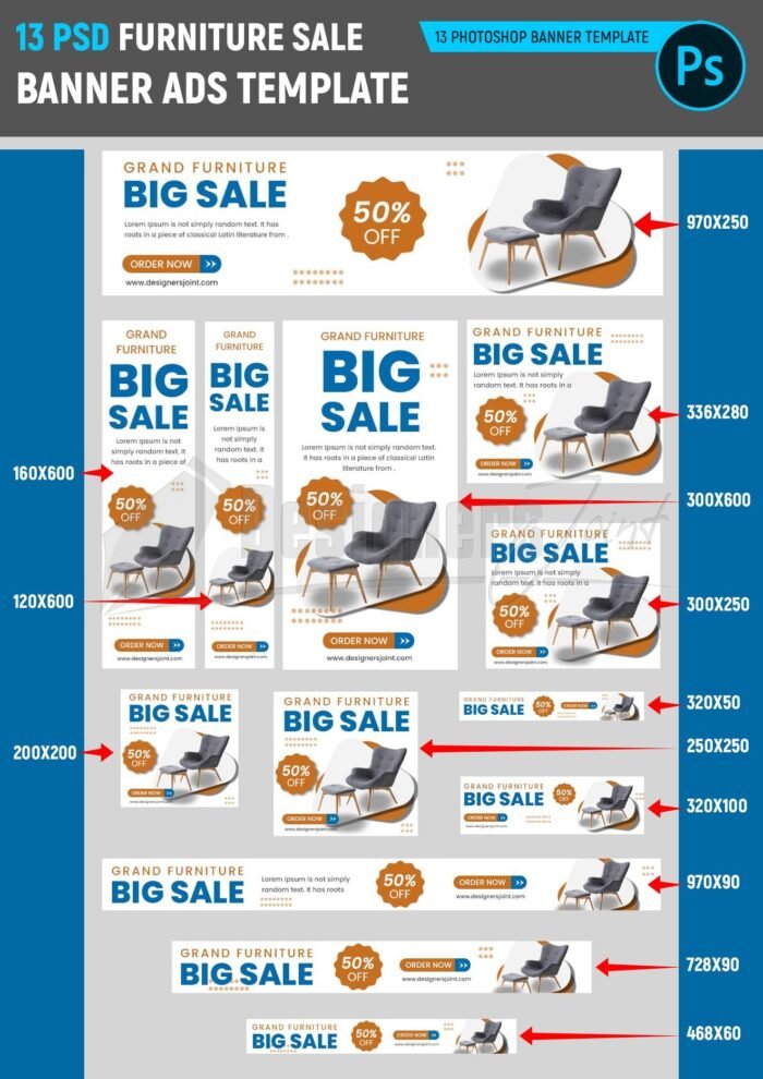 13 Static Furniture Sale Web Banner Ads