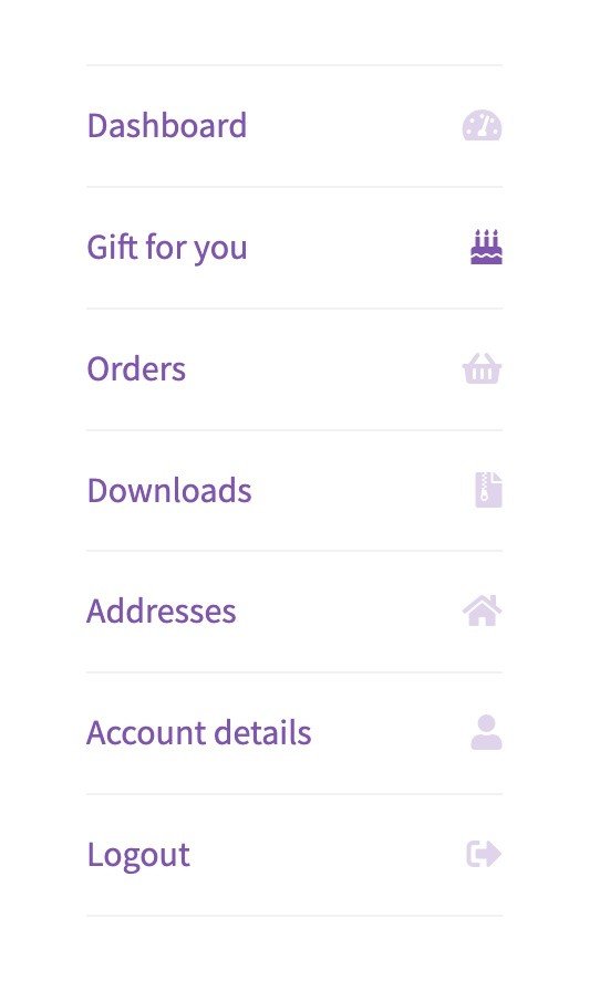 WooCommerce My Account Menu Customization 10 menu item with custom icon