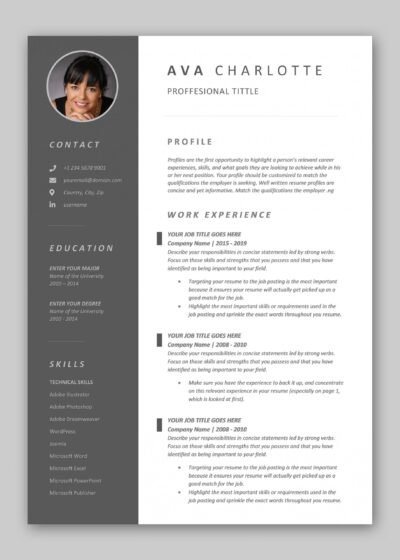 4 Page Modern CV/Resume Template With Cover Letter & References 