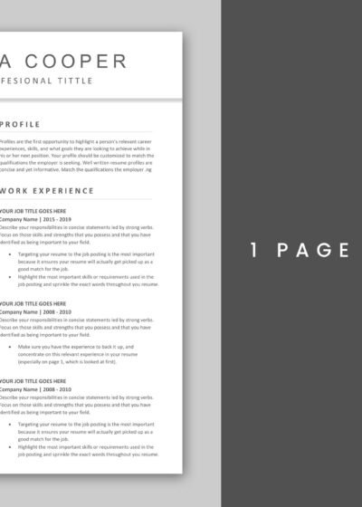 4 Pages Professional Resume CV Template For MS Word