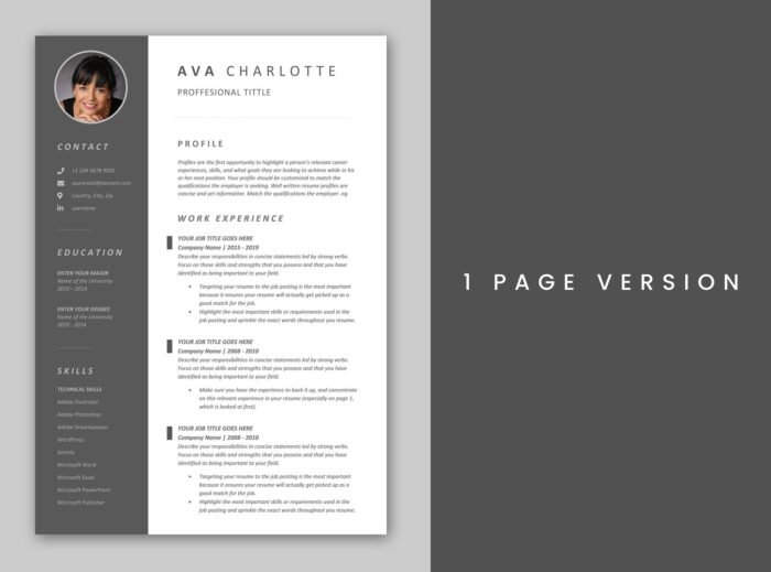 4 Page Modern CV/Resume Template With Cover Letter & References 