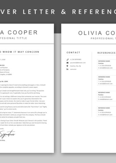 4 Page Resume Template With Cover Letter & References 9 4 Pages Professional Resume CV Template For MS Word