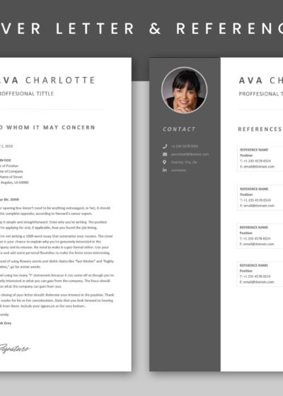 4 Page Modern CV/Resume Template With Cover Letter & References 11 4 Page Modern CV/Resume Template With Cover Letter & References