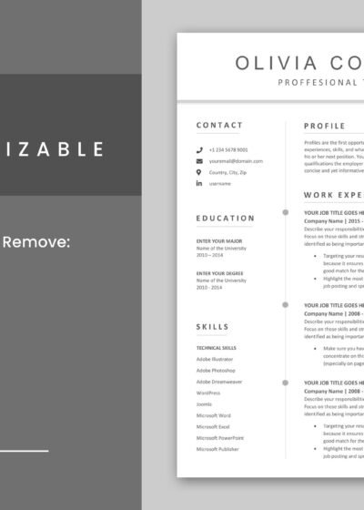 4 Page Resume Template With Cover Letter & References 10 4 Pages Professional Resume CV Template For MS Word
