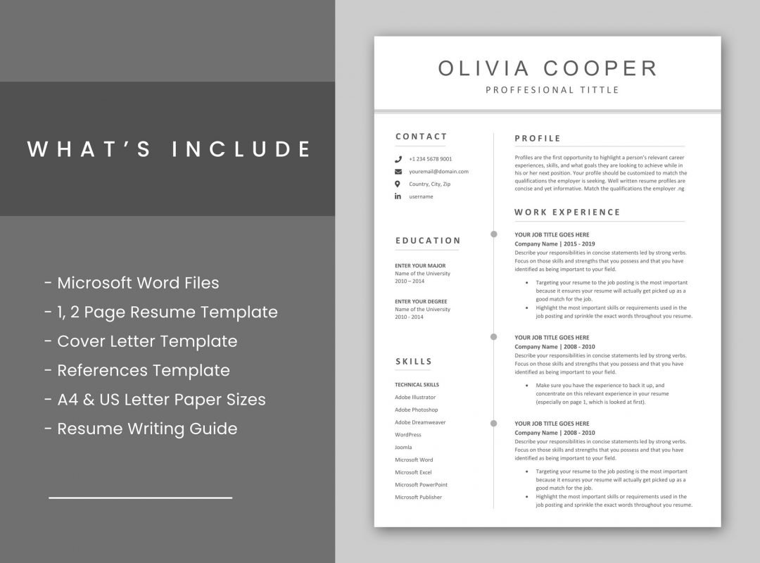 Resume Example 04 4 Page Resume Template With Cover Letter & References | DesignersJoint.Com
