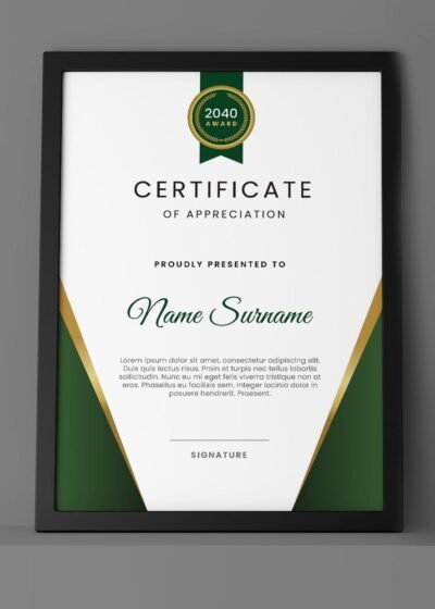 Green & Golden Graduation Certificate Template