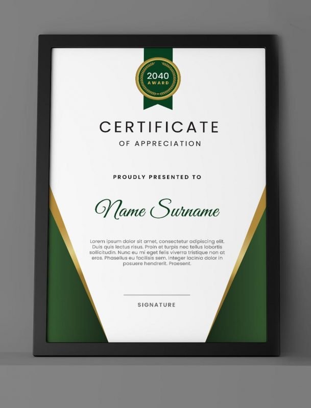 Green & Golden Graduation Certificate Template | DesignersJoint.Com