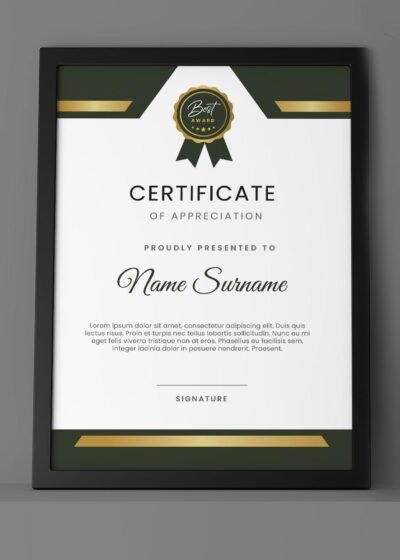 Green & Golden Graduation Certificate Template