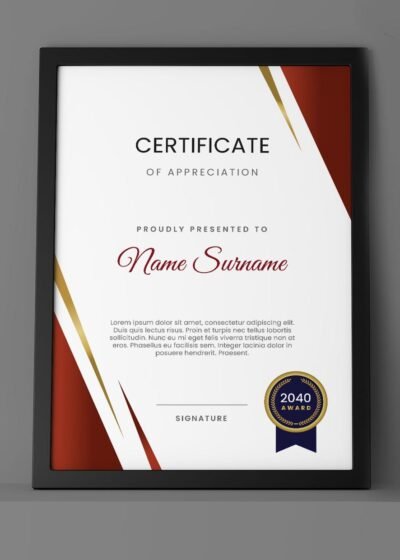 Maroon & Golden Graduation Certificate Template