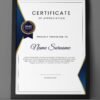 Blue & Golden Graduation Certificate Template