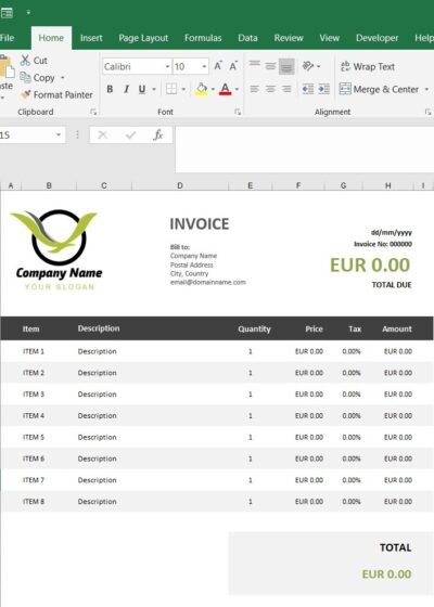 Excel Invoice Template That Calculates Total Automatically