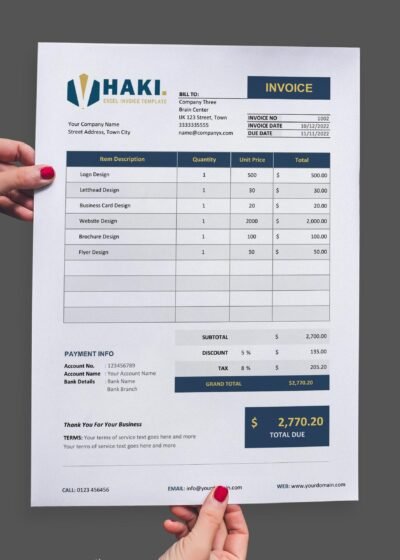 HAKI Excel Invoice Template That Calculates Total Pro Version