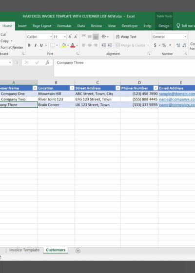 HAKI Excel Invoice Template That Calculates Total - Pro Version 5 HAKI Excel Invoice Template With Customer List