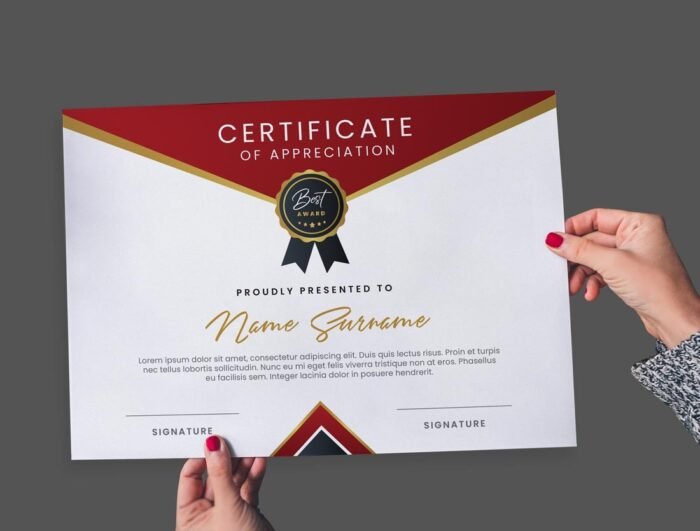 Landscape Certificate Mockup PSD 1