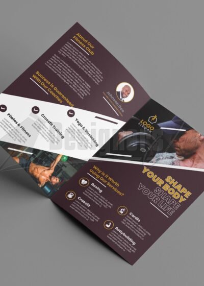 Fitness Gym Center Promotion Bi Fold Brochure Template