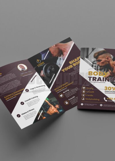 Fitness Gym Center Promotion Bi Fold Brochure Template