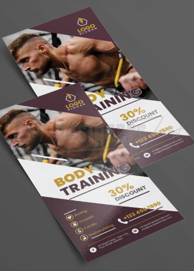 Fitness Gym Center Promotion Rack Card DL Flyer Template