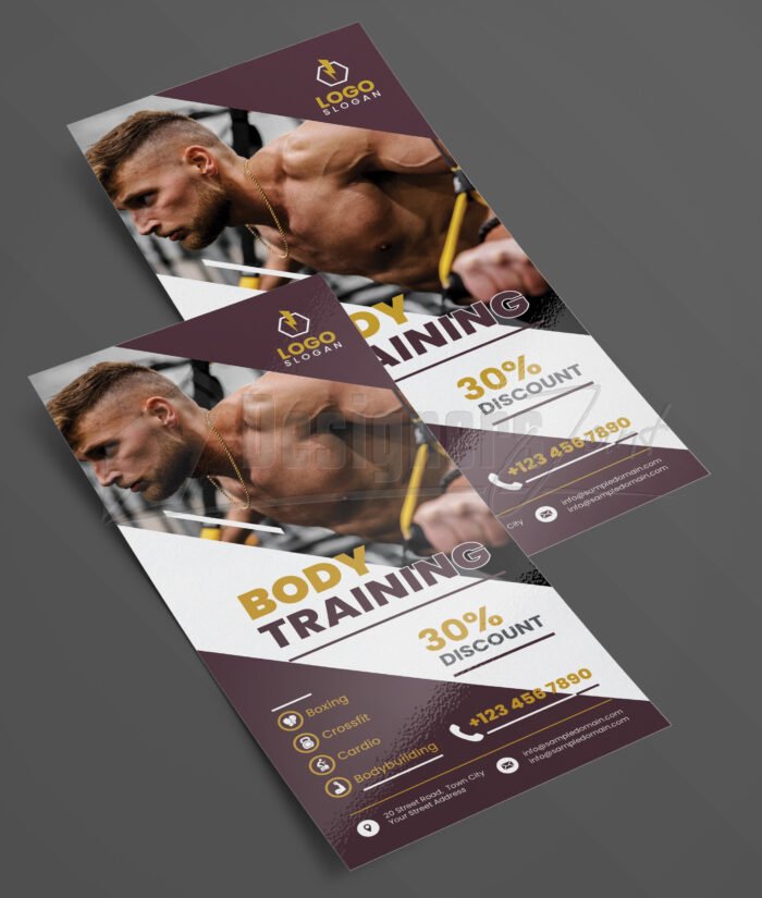 Fitness Gym Center Promotion Rack Card DL Flyer Template
