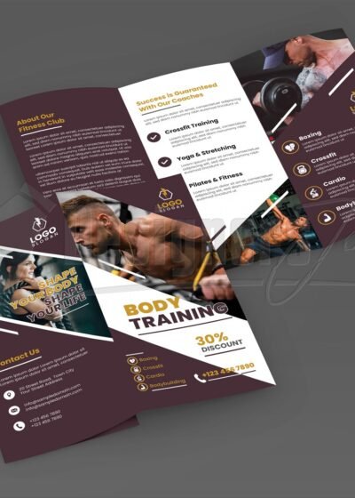 Fitness Gym Center Promotion Tri-Fold Brochure Template