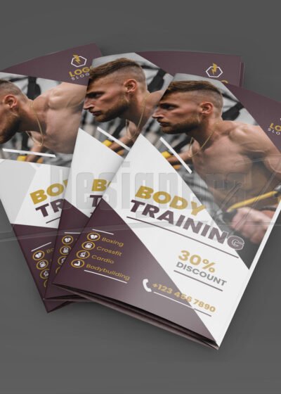 Fitness Gym Center Promotion Tri-Fold Brochure Template