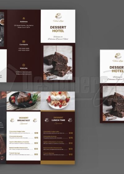 Hotel Tri-Fold Brochure-Restaurant Menu Illustrator Template