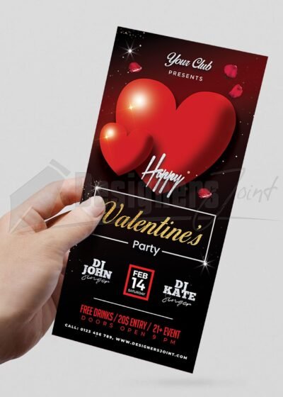 Happy Valentines DL Party Flyer PSD Template