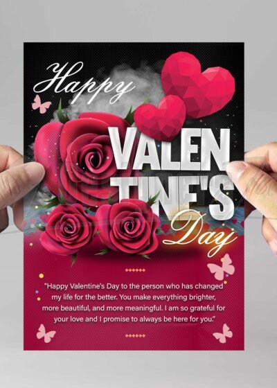 Happy Valentines Day Card or E-Flyer PSD Template