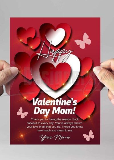 PSD Flyer Template for Wishing Happy Valentine's Day to Mothers
