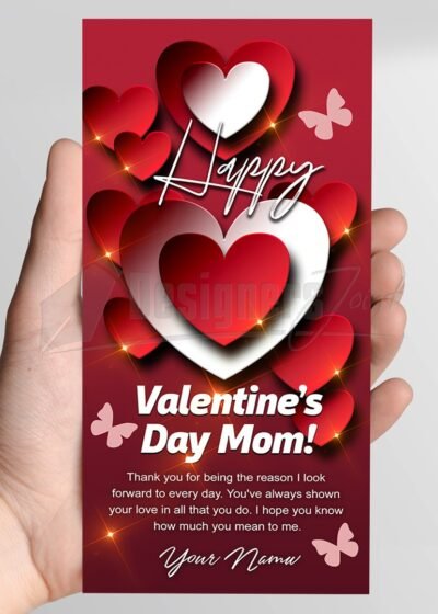 DL Flyer Template for Wishing Happy Valentine's Day to Mothers