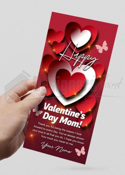 DL Flyer Template for Wishing Happy Valentine's Day to Mothers
