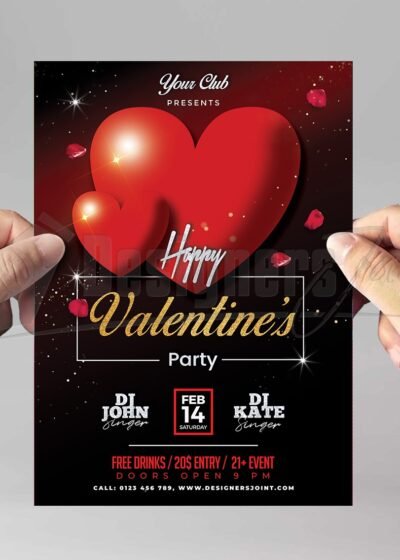 Happy Valentine's Party Flyer PSD Template