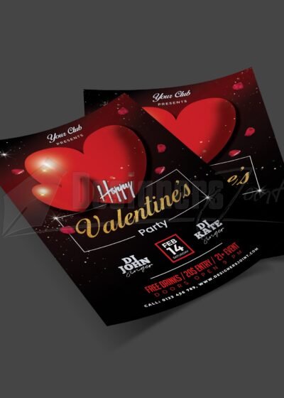 Happy Valentine's Party Flyer PSD Template